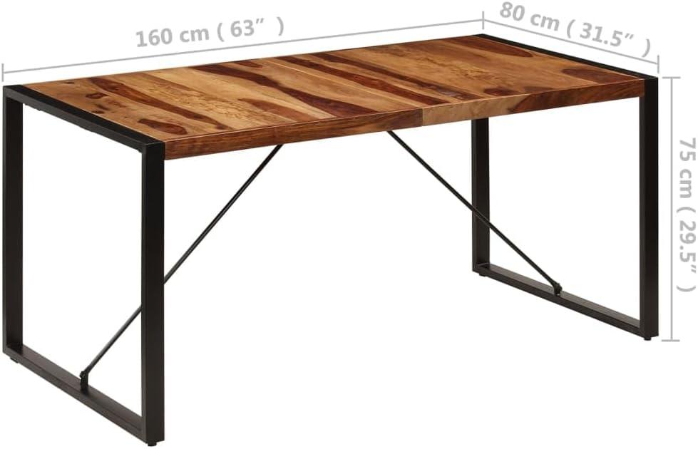 Sheesham Wood Industrial Dining Table 63"x31.5"x29.5"