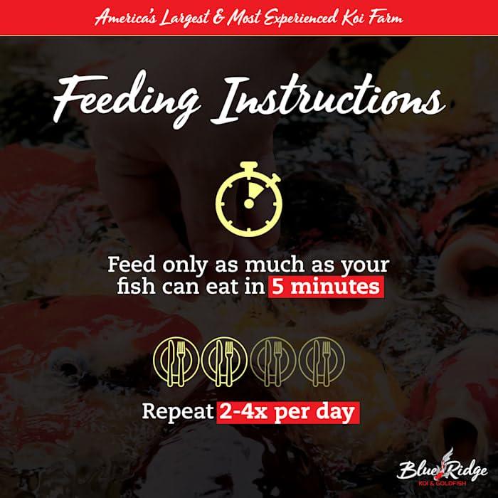 Blue Ridge Koi Fish Food 14lb - Koi Food 3/16” Large and Mini Blend Growth Formula, Goldfish Food, Premium Fish Food for Ponds, Ponds Fish Food, Floating Pond Pellets