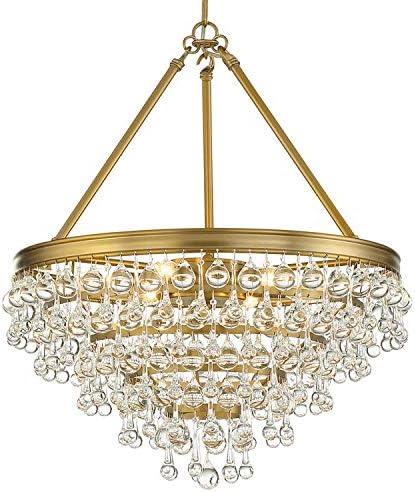 Vibrant Gold 6-Light Crystal Teardrop Chandelier