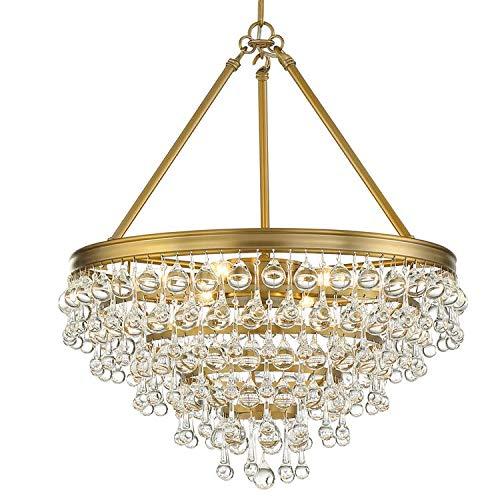 Vibrant Gold 6-Light Crystal Teardrop Chandelier