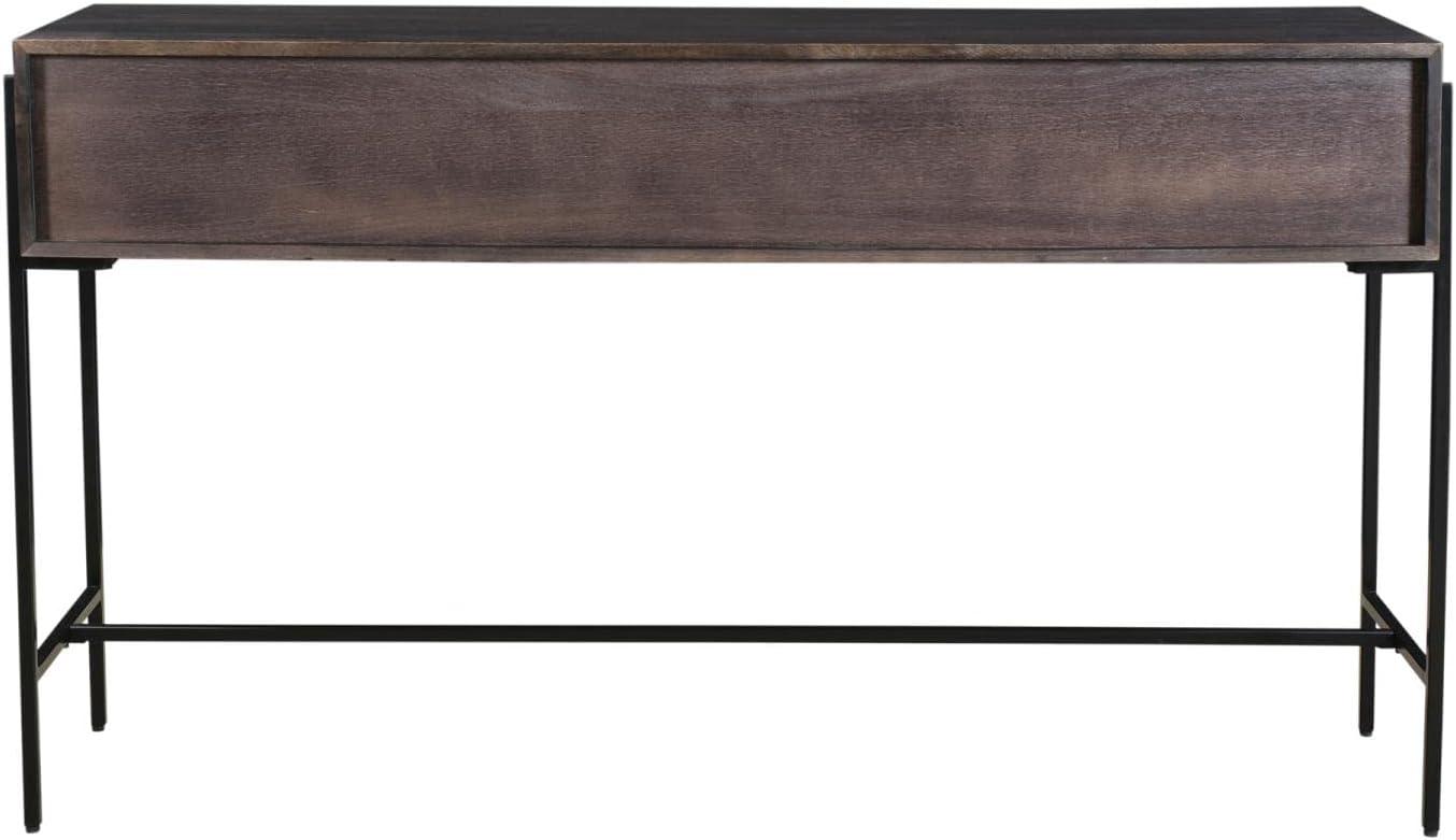 Tobin 54'' Gray and Brown Solid Mango Wood Console Table with Storage