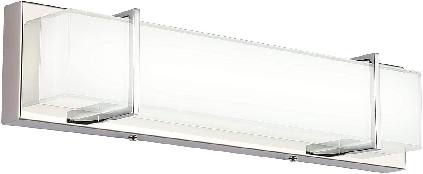 Modern Chrome LED Bathroom Vanity Light with Milky Glass Shade