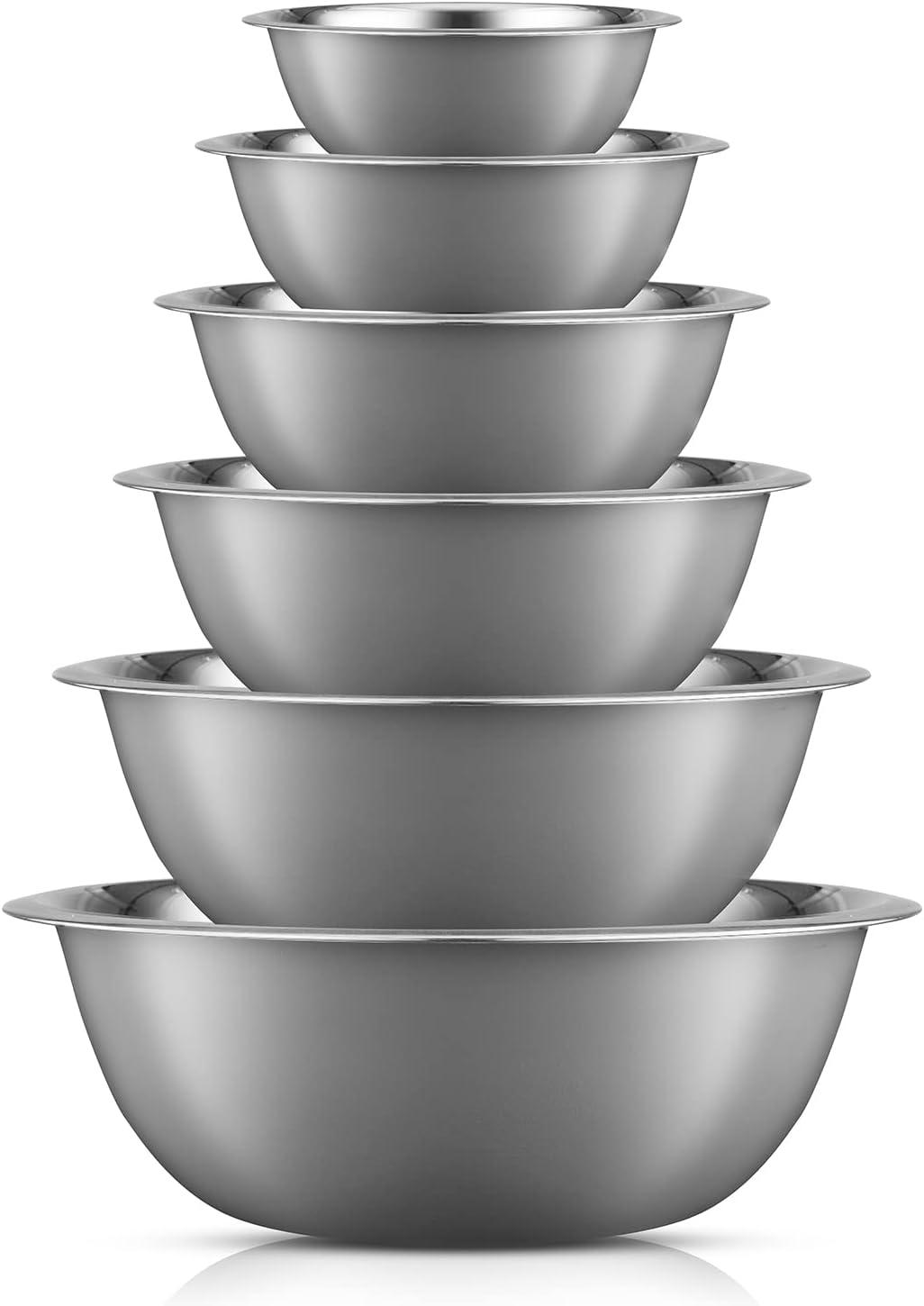 JoyJolt Stainless Steel Food Mixing Bowl Set of 6 Kitchen Mixing Bowls