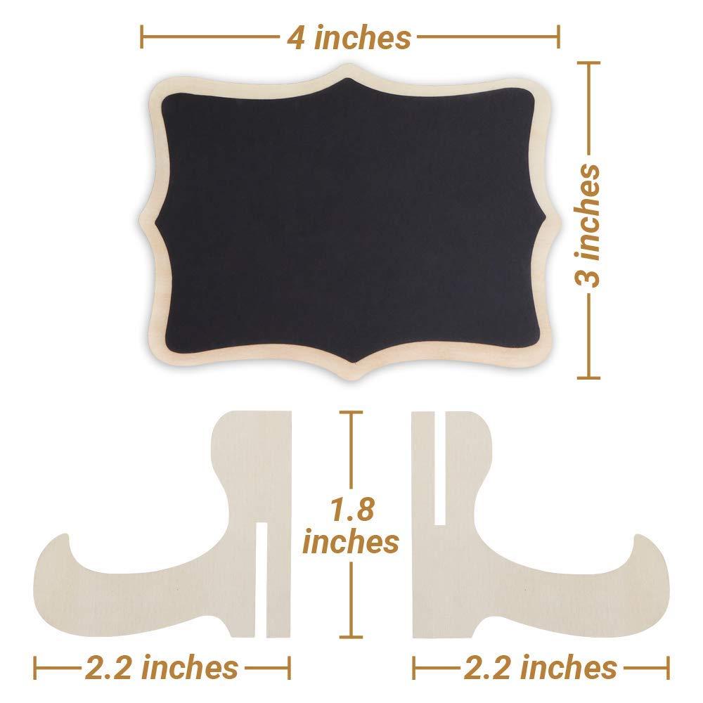 Mini Chalkboard Signs, 20 Pack Framed Small Chalk Board Food Labels with Easel Stand for Party Buffet or Wedding Celebration, Wooden Blackboard as Place Cards for Table Setting or Numbers
