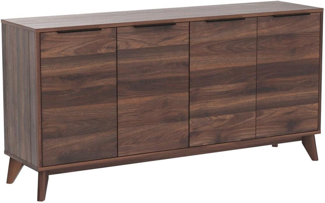 Flash Furniture 60" Buffet Cabinet with 4 Soft Close Doors and Adjustable Shelves - Dark Walnut