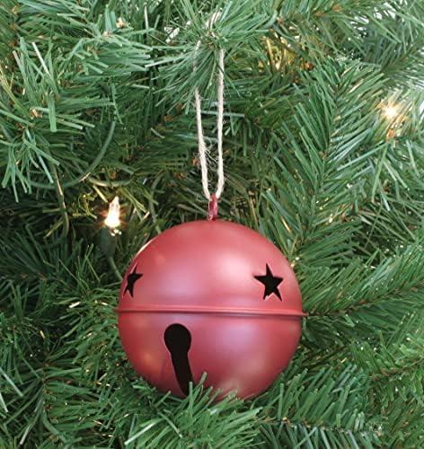 Haute Decor Red, Green, Gray Metal Jingle Bell Ball Ornaments, 3.35 inch diameter, 6 Count - 2 of each color