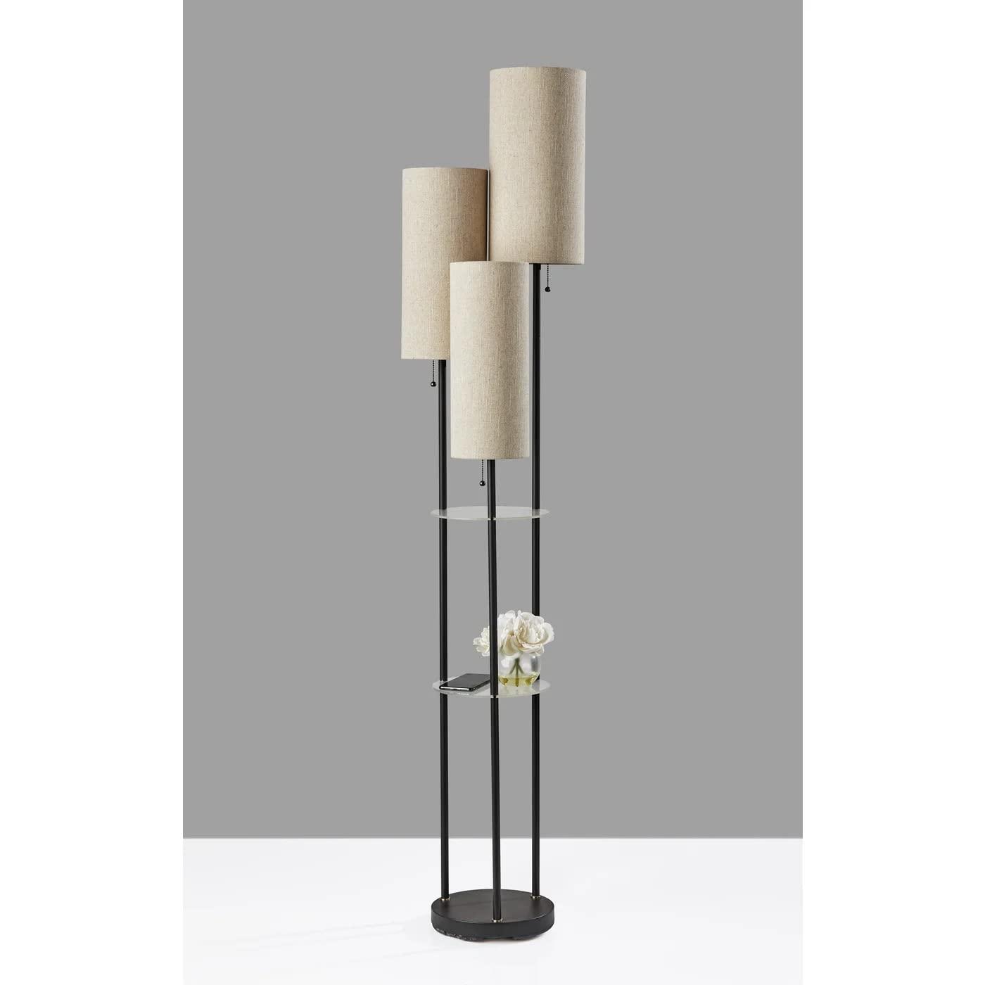 Trio Shelf Floor Lamp in Matte Black Finish