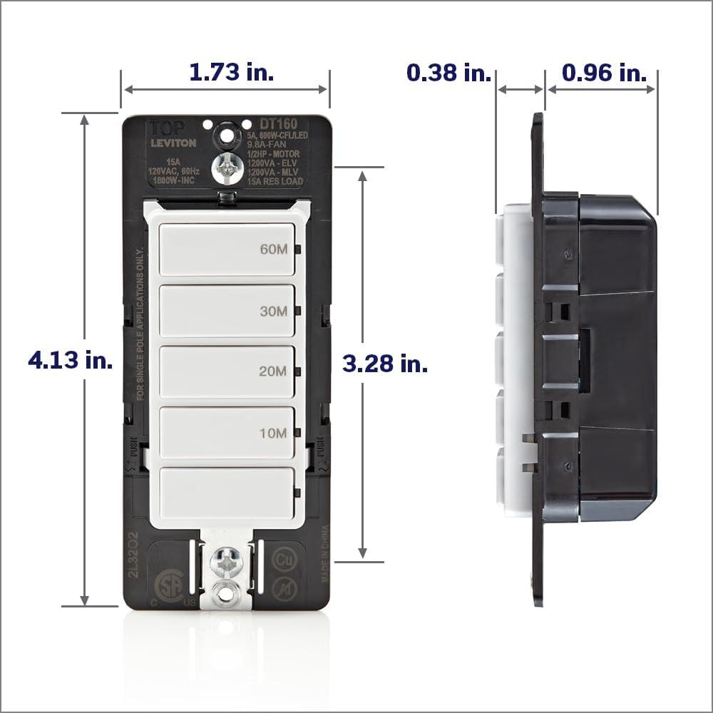 White In-Wall Countdown Timer Switch with 60-Minute Cycle