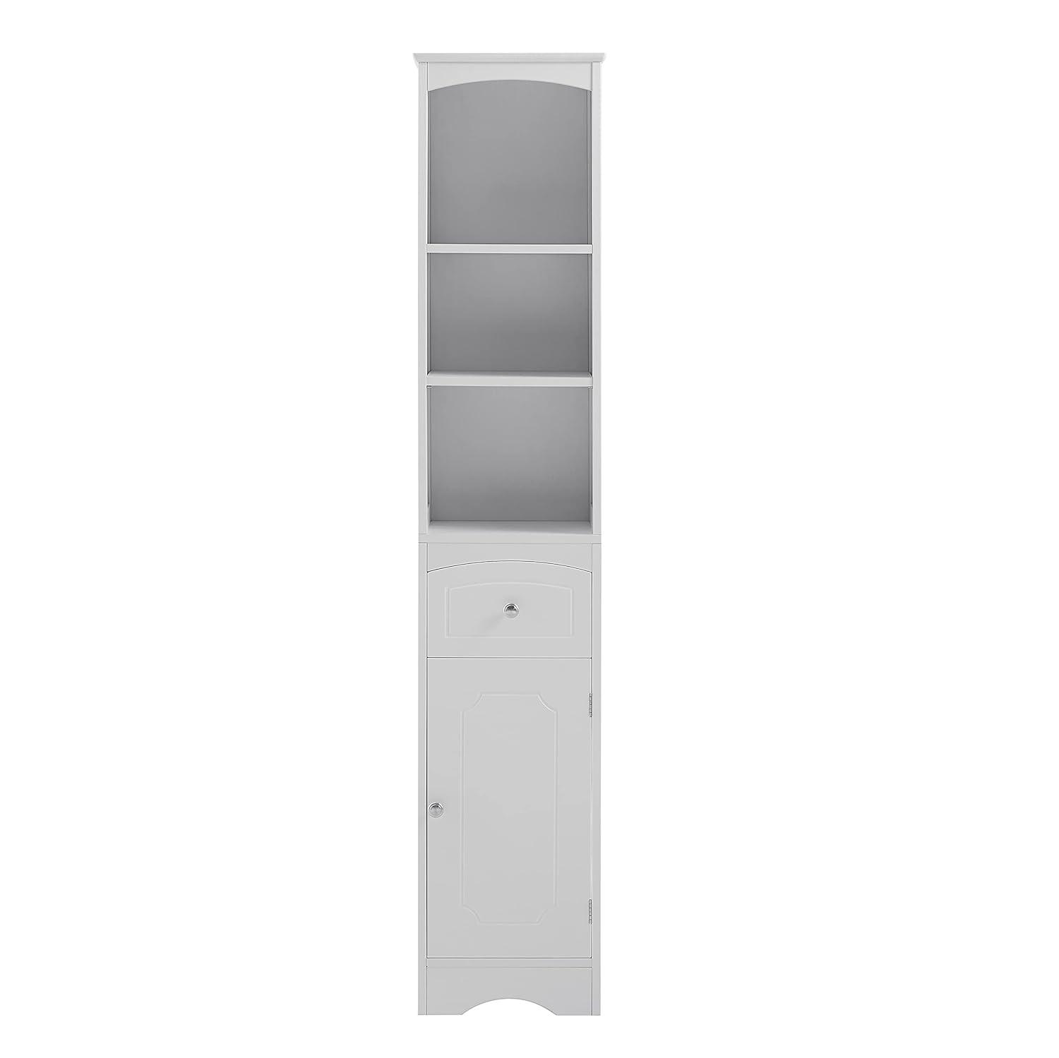 Bellemave Tall Bathroom Storage Cabinet, Freestanding Storage Cabinets with Drawer & Adjustable Shelf, Narrow Tall Cupboard for Bath Room（White）