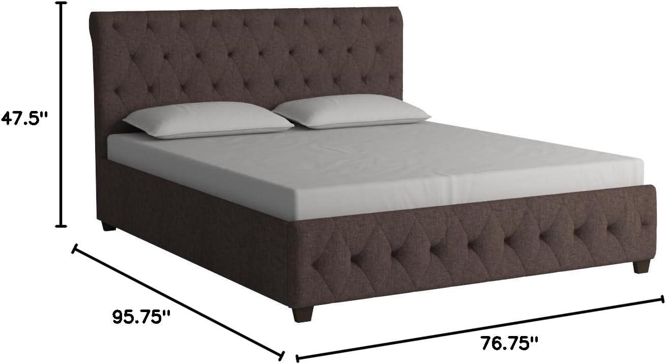 Homelegance Tufted California King Size Upholstered Bed, Dark Grey Fabric