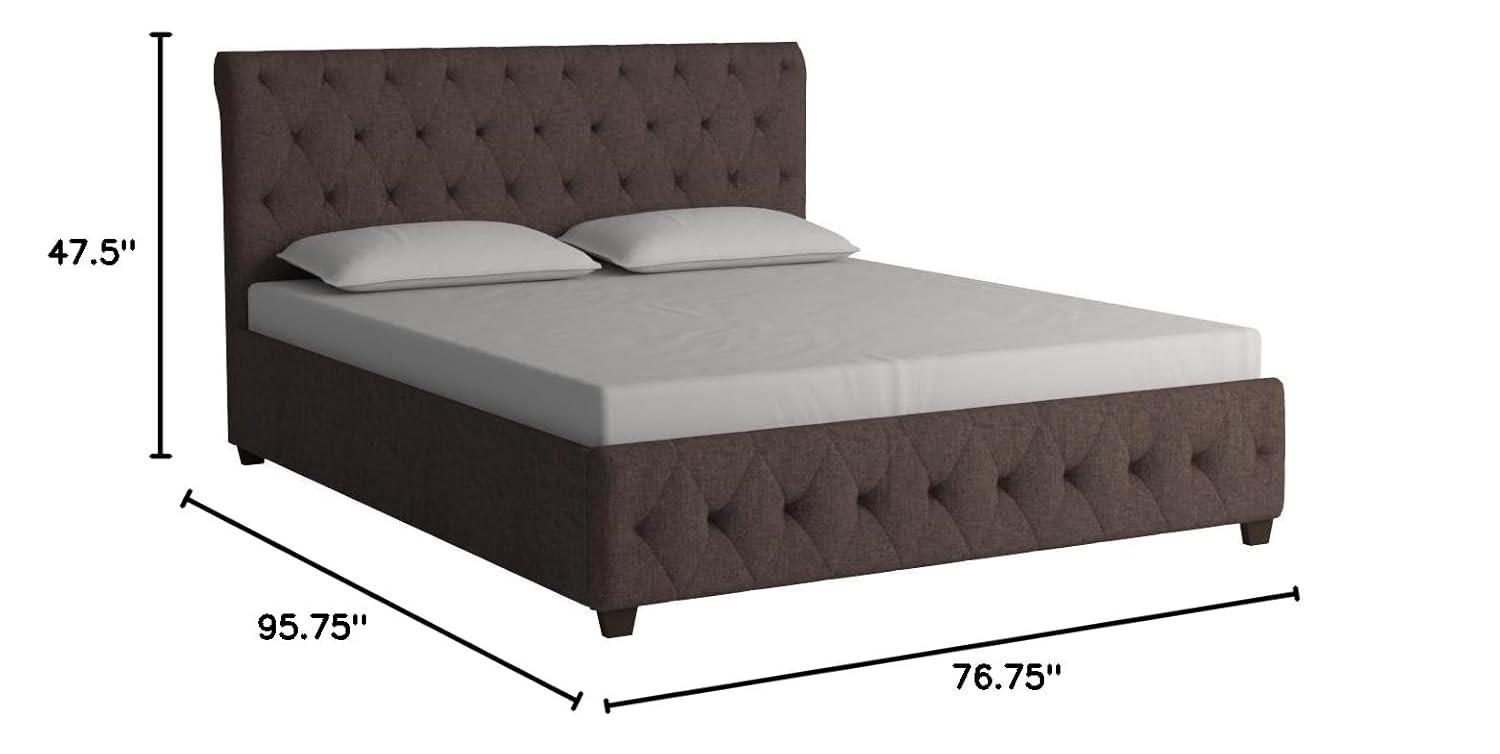 Homelegance Tufted California King Size Upholstered Bed, Dark Grey Fabric