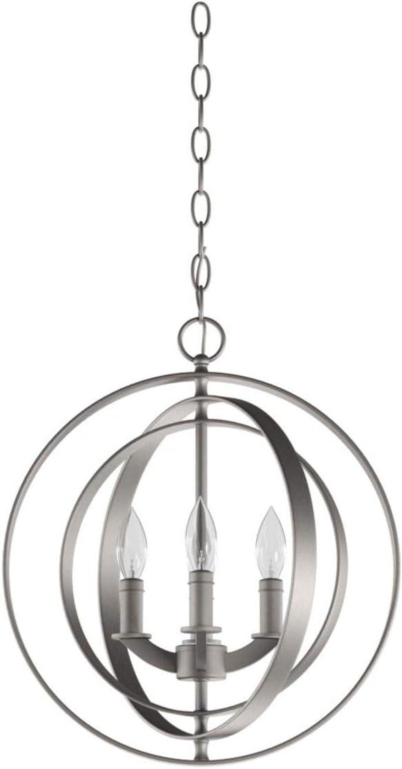 Progress Lighting Equinox 4-Light Foyer Pendant, Steel, Burnished Silver, No Shade