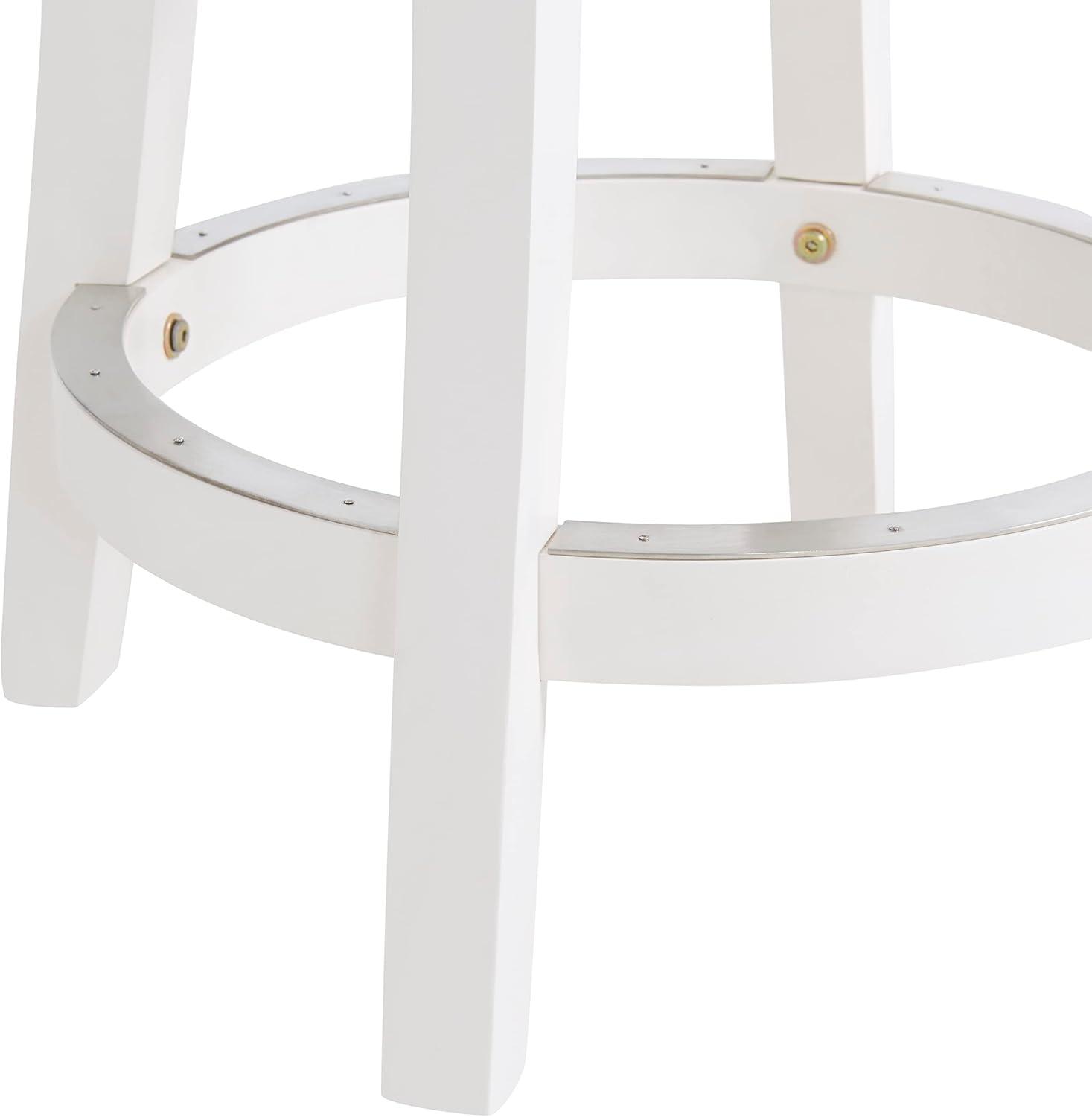 Alaterre Ellie Upholstered Swivel Bar Stool Chairs with Padded Seat and Back, Rubberwood Frame with Metal Kick Plate