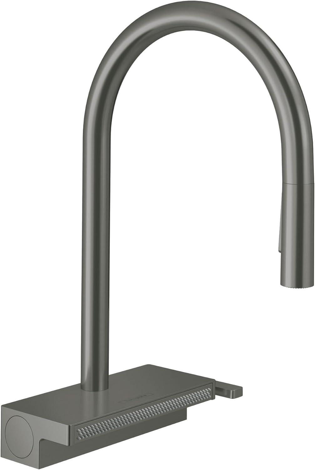 Brushed Black Chrome High Arc Kitchen Faucet with Pull-Out Spray