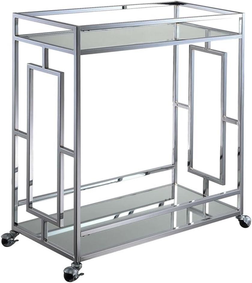 Convenience Concepts Town Square Carrito de Bar de 2 Niveles, Vidrio/espejo/cromo