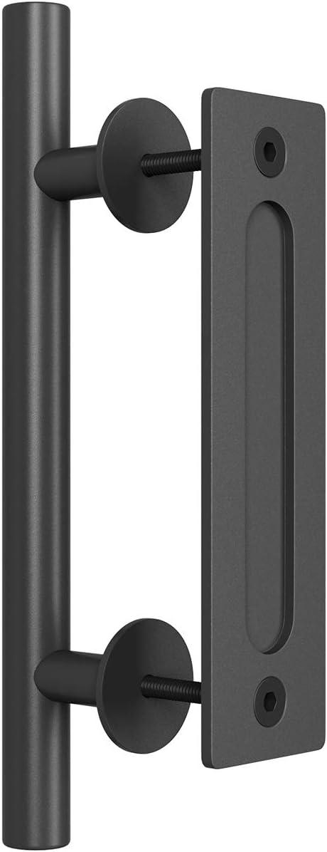 Heavy Duty Black Iron 12" Rustic Barn Door Handle Set