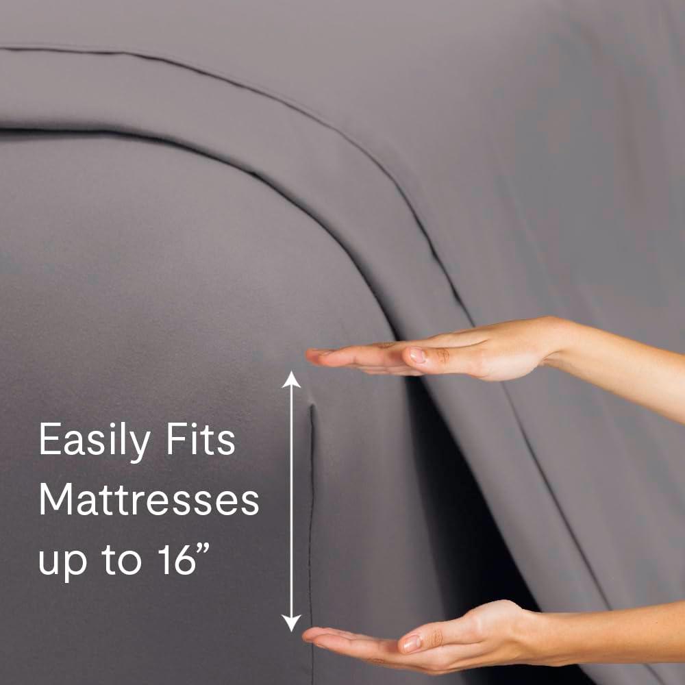 Jennifer Adams 400 Thread Count Cotton Sateen Sheet Sets (Queen, Graphite)