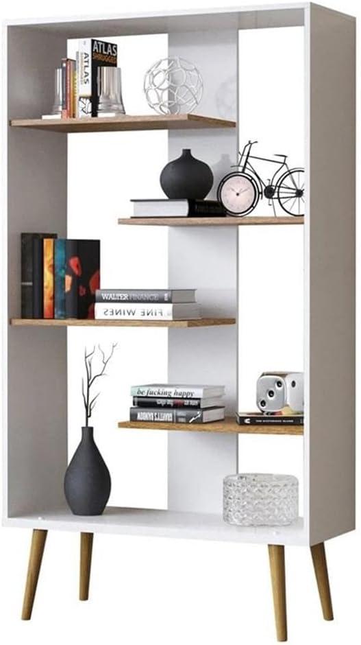 Boahaus Lund Standard Bookcase, 5 Open Shelves, Manufactured Wood, White