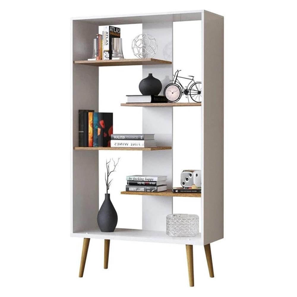 Boahaus Lund Standard Bookcase, 5 Open Shelves, Manufactured Wood, White