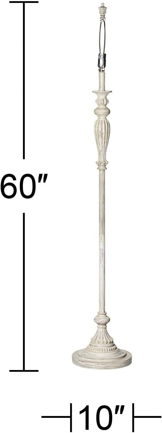 360 Lighting Vintage Shabby Chic Floor Lamp Base 60" Tall Antique White Washed for Living Room Reading Bedroom Office