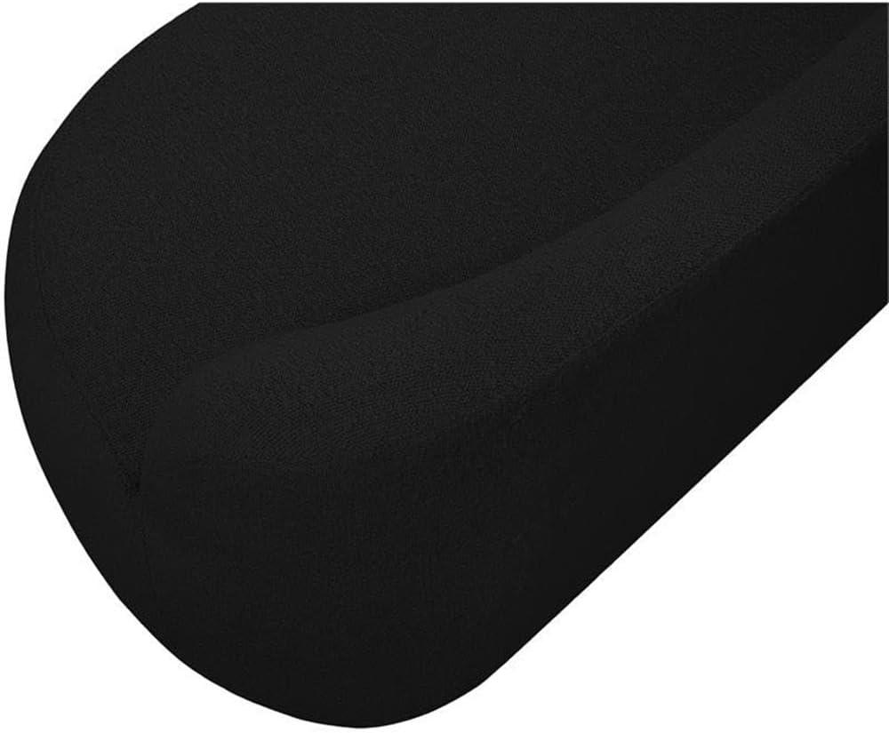 Meridian Black Boucle Fabric Bench with Curved Back