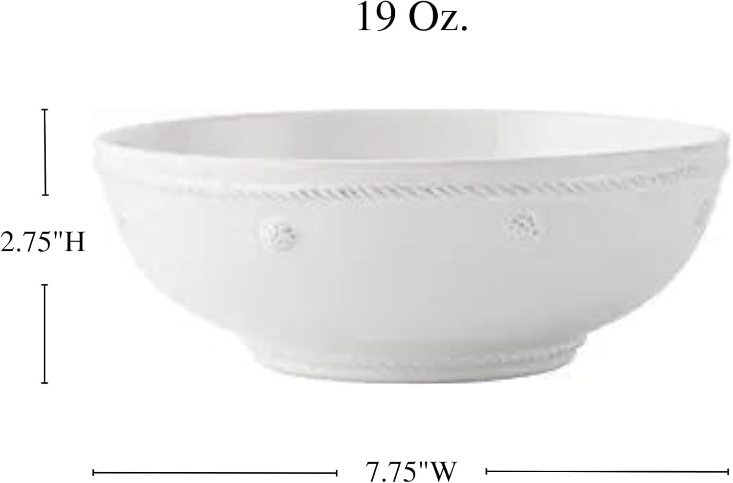 White Embossed Ceramic Cottagecore Pasta Bowl