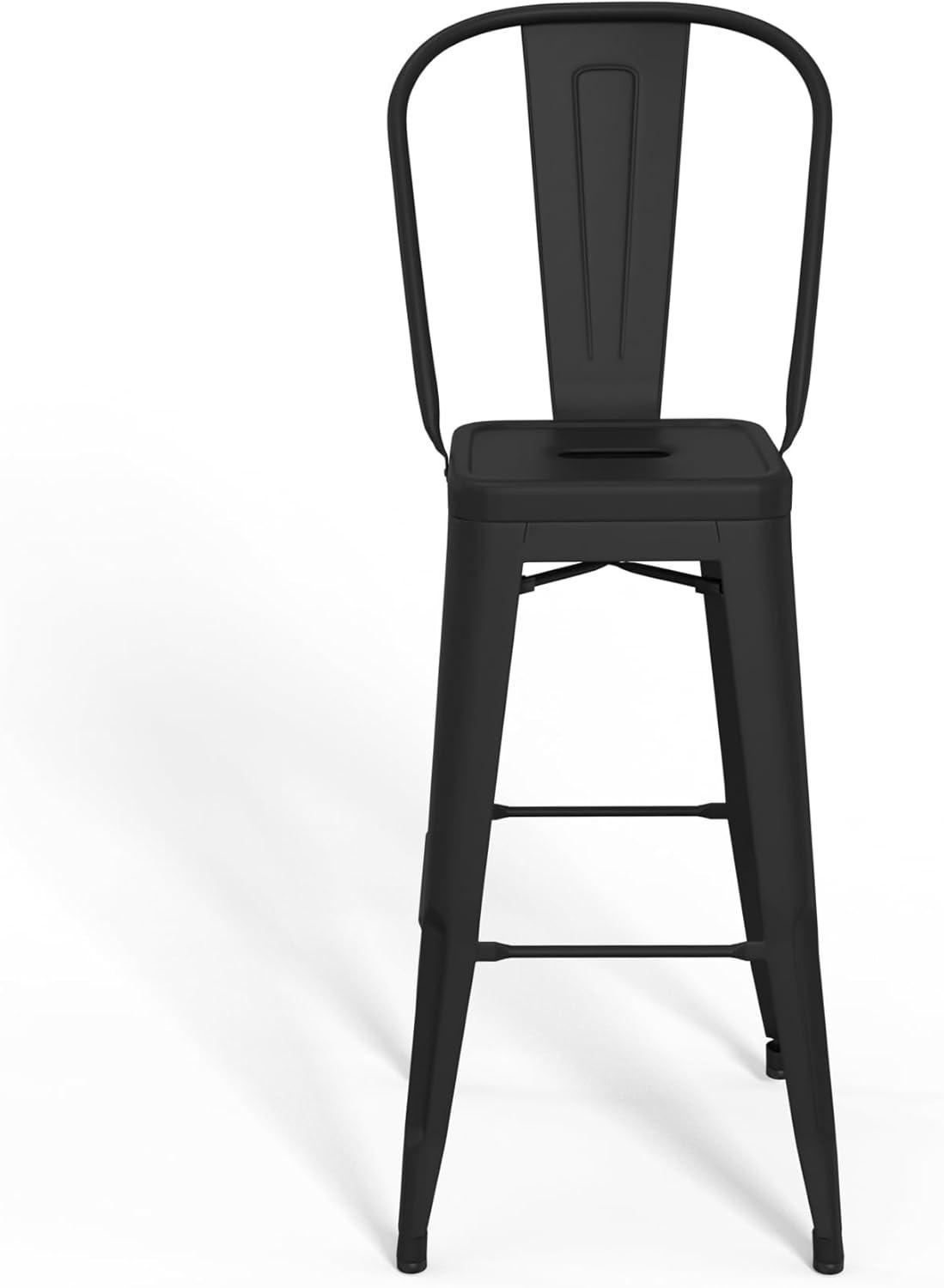 Fletcher 30" Industrial Black Metal Bar Stool Set of 2