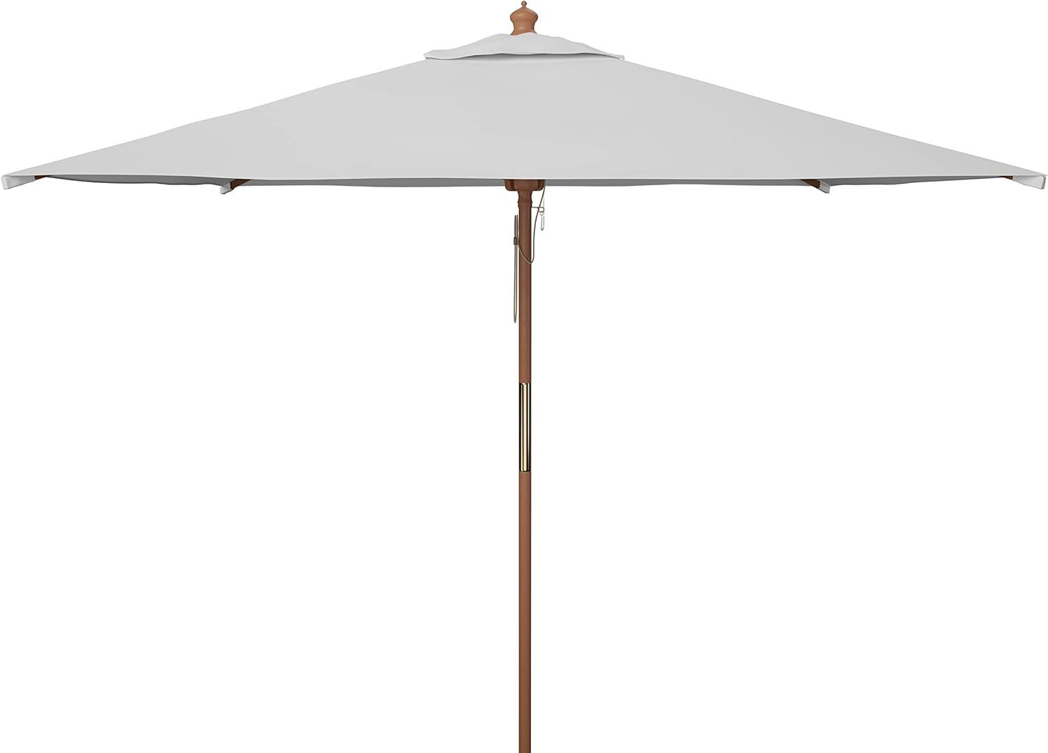 Velop 7.5 Ft Square Wooden Pulley Market Umbrella - PAT8409 - Ivory - Safavieh