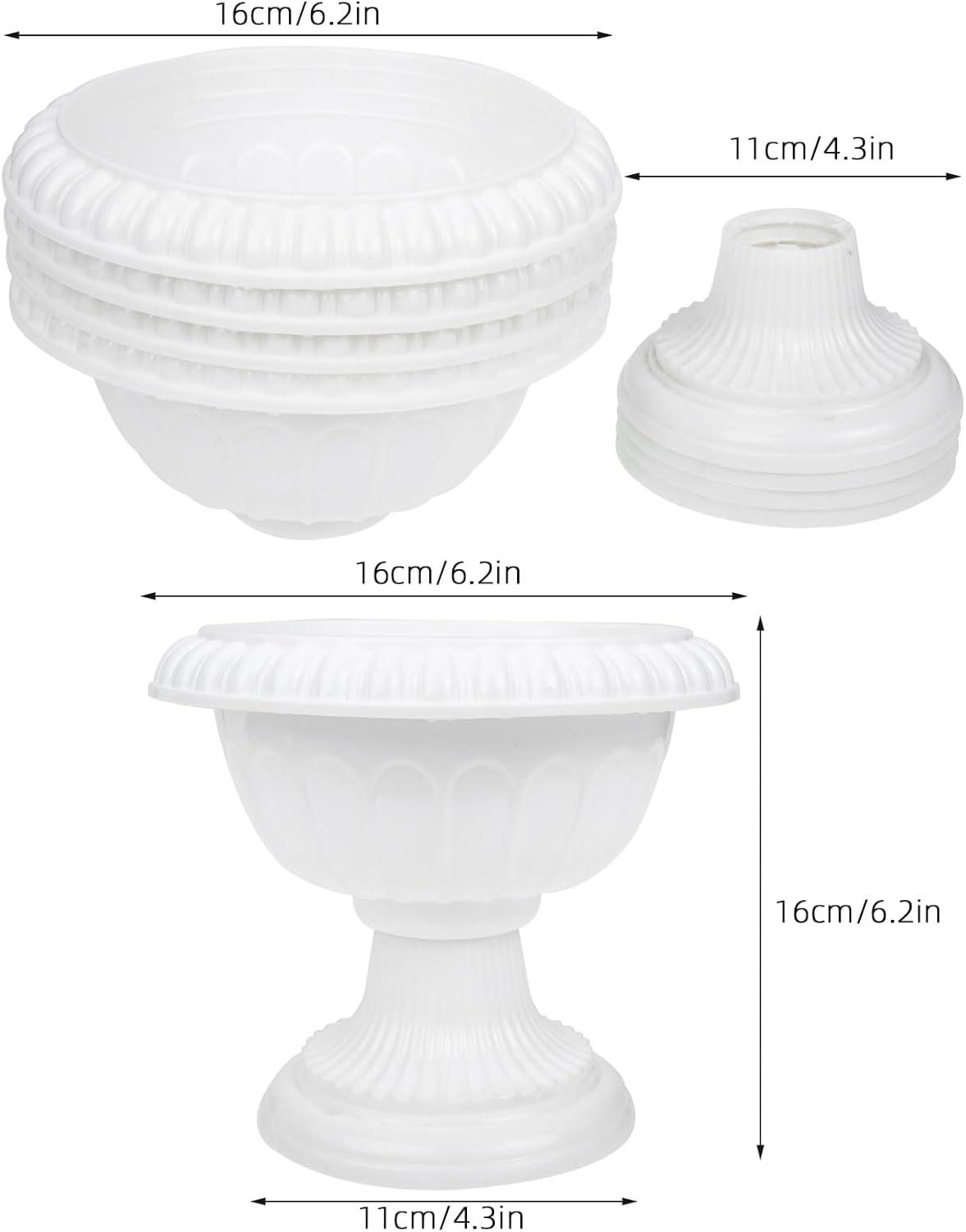 unbranded 4 pcs Wedding Flower Trumpet Vase Tall Flower Stand Elegant Road Front Door Flowerpots Container for Balcony Flower Arrangement White