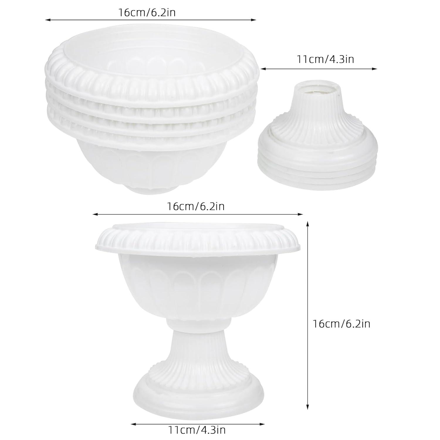 unbranded 4 pcs Wedding Flower Trumpet Vase Tall Flower Stand Elegant Road Front Door Flowerpots Container for Balcony Flower Arrangement White