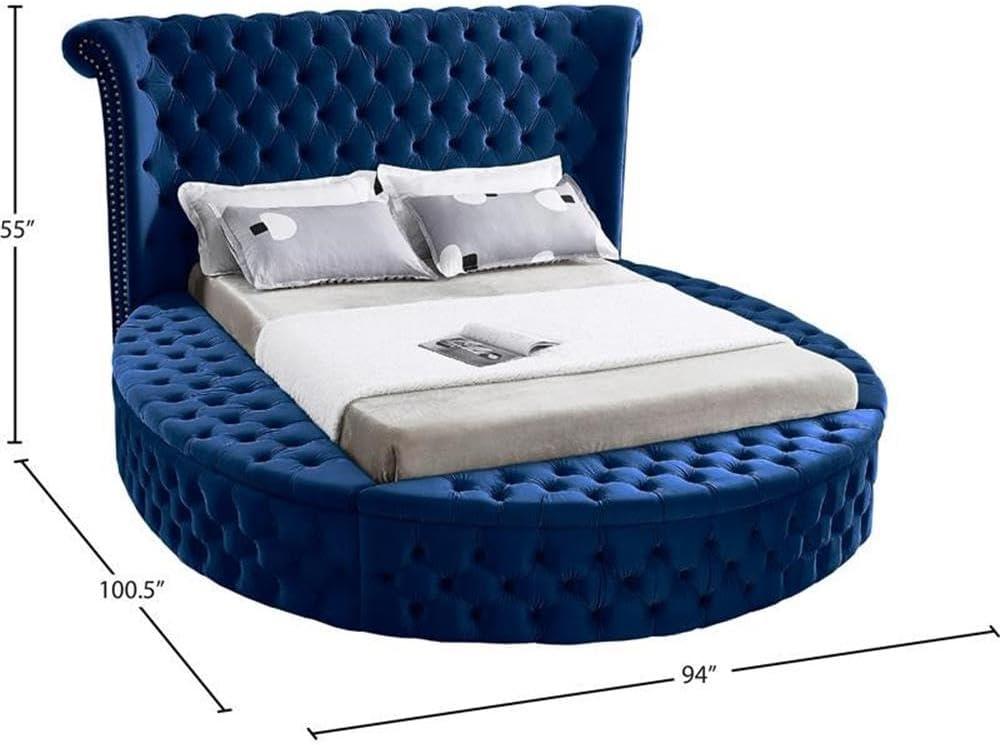 Meridian Furniture Luxus Navy Velvet Queen Bed