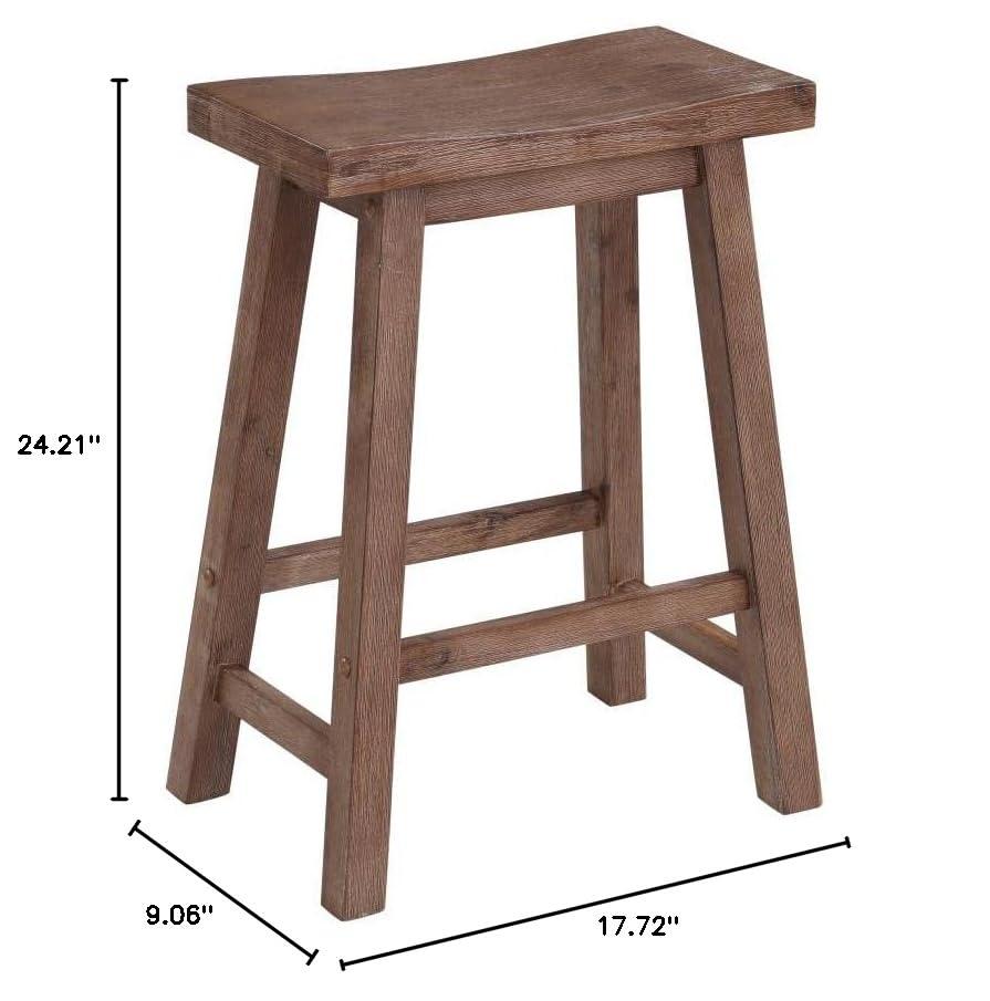 Boraam 24" Sonoma Saddle Counter Height Barstool Barnwood: Wood Frame, Fixed Seat, Farmhouse Style
