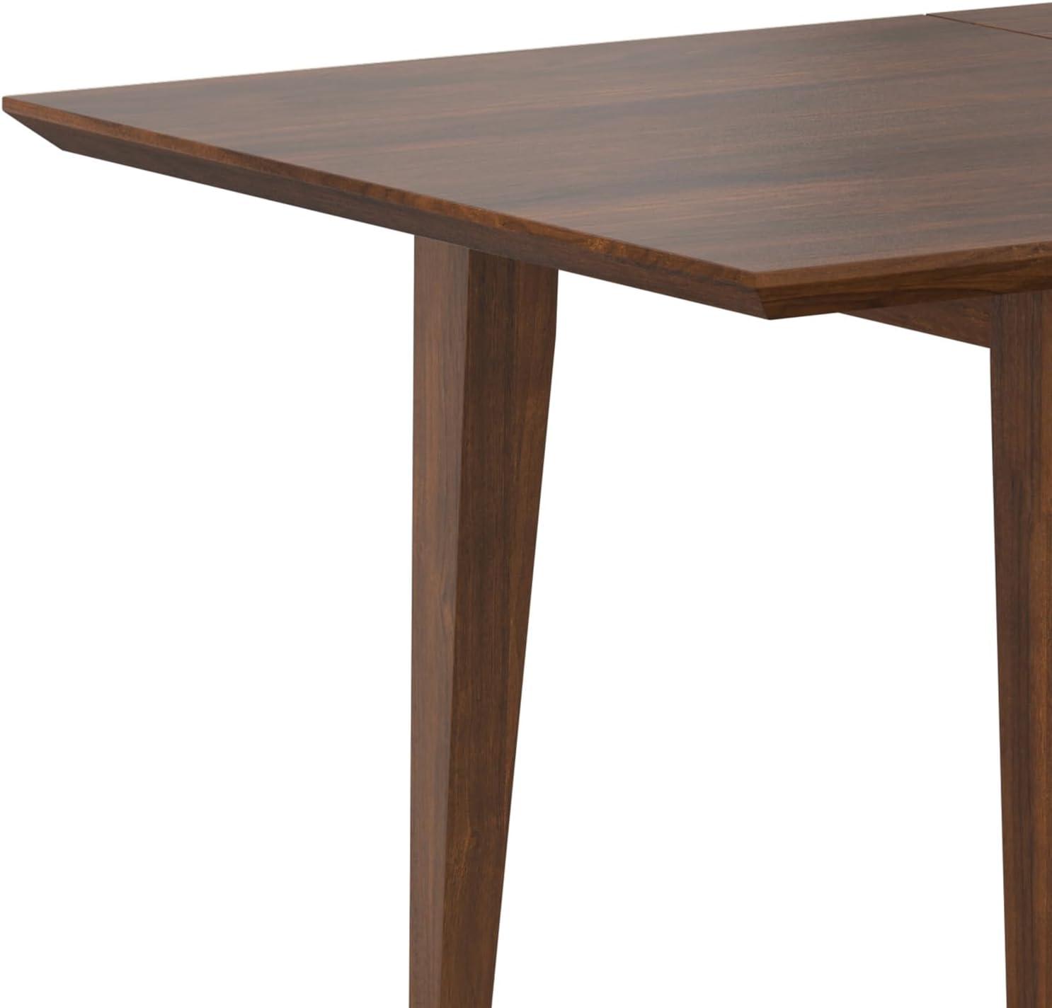 Draper 66-84"W Walnut Extendable Dining Table, Mid-Century Modern Style