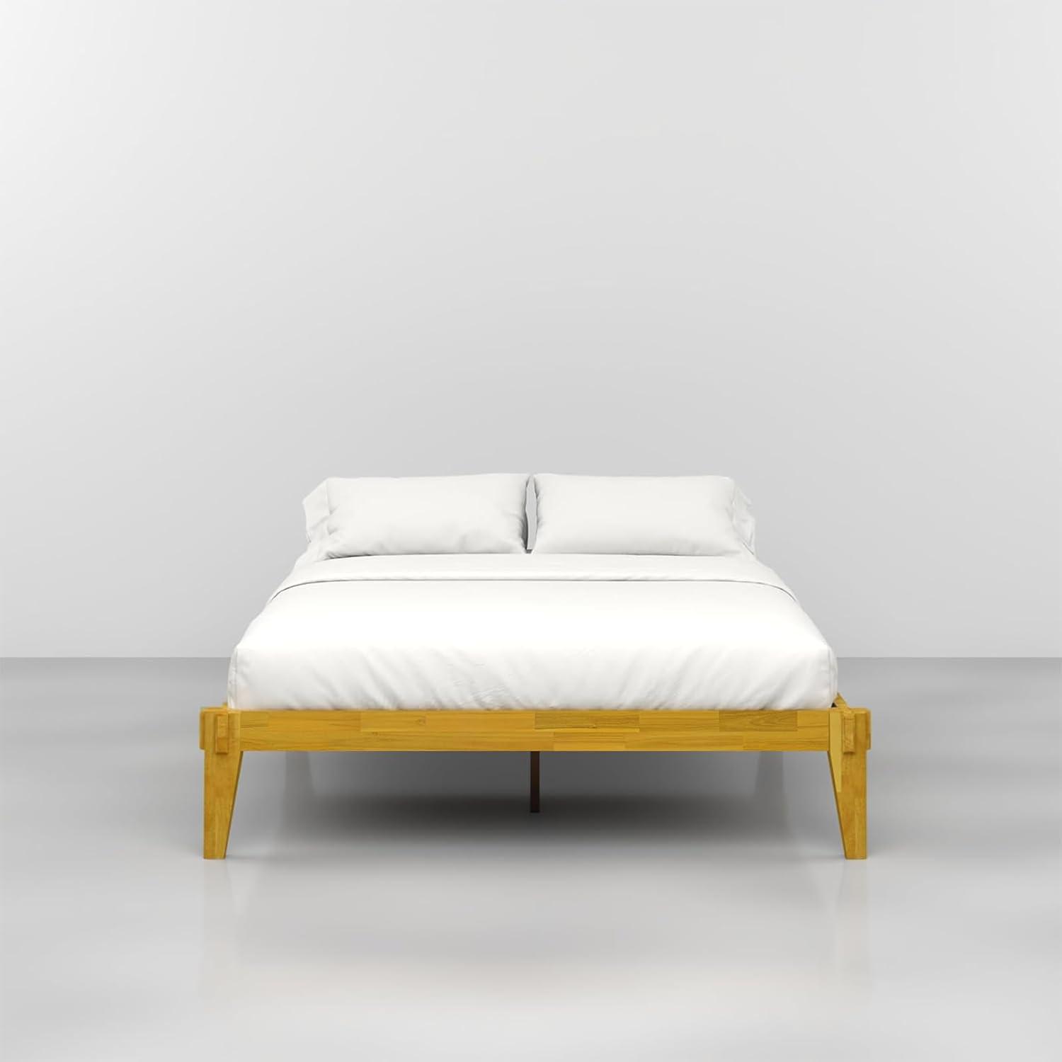 Natural Wood King Platform Bed Frame with Storage