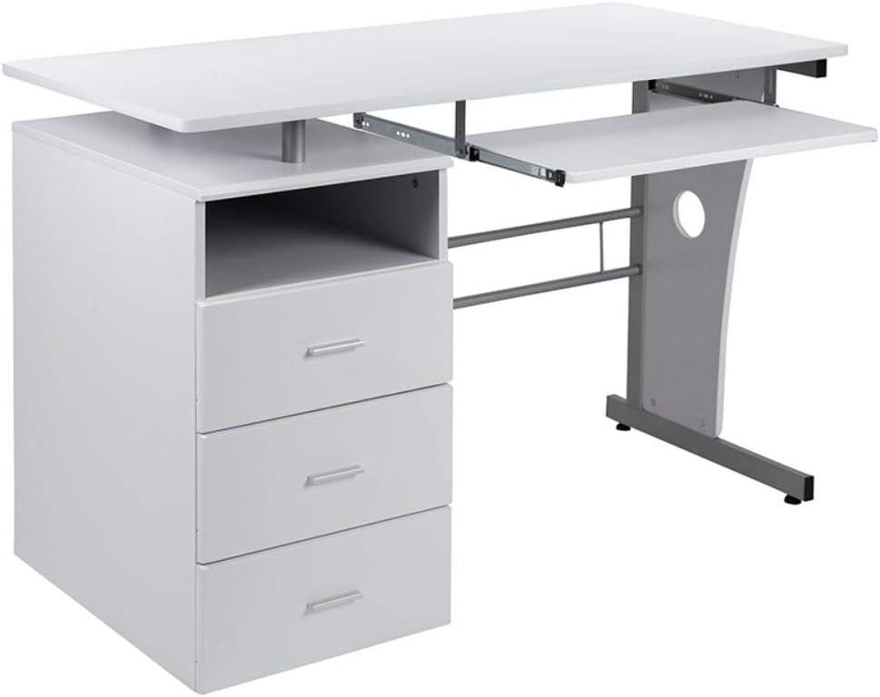 Flash Furniture Computer Desk with Three Drawer Single Pedestal and Pull-Out Keyboard Tray