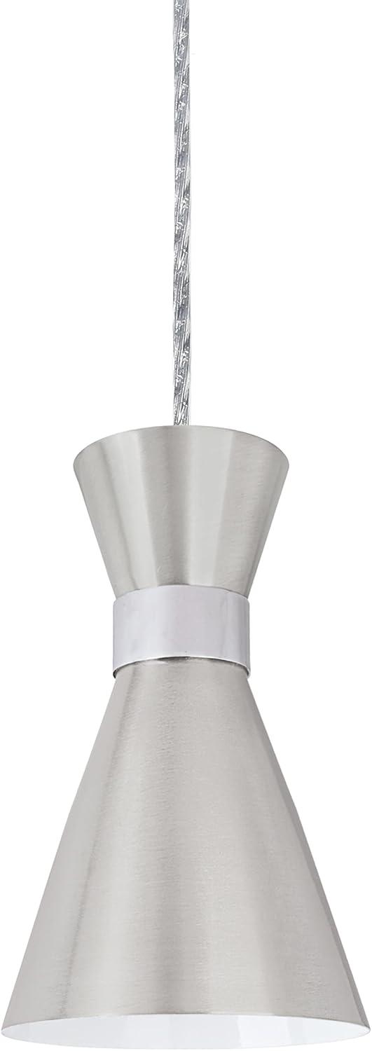 Aspen Creative 61112-11, One-Light Hanging Mini Pendant Ceiling Light, Transitional Design in Satin Nickel & Chrome Finish, 5" Wide