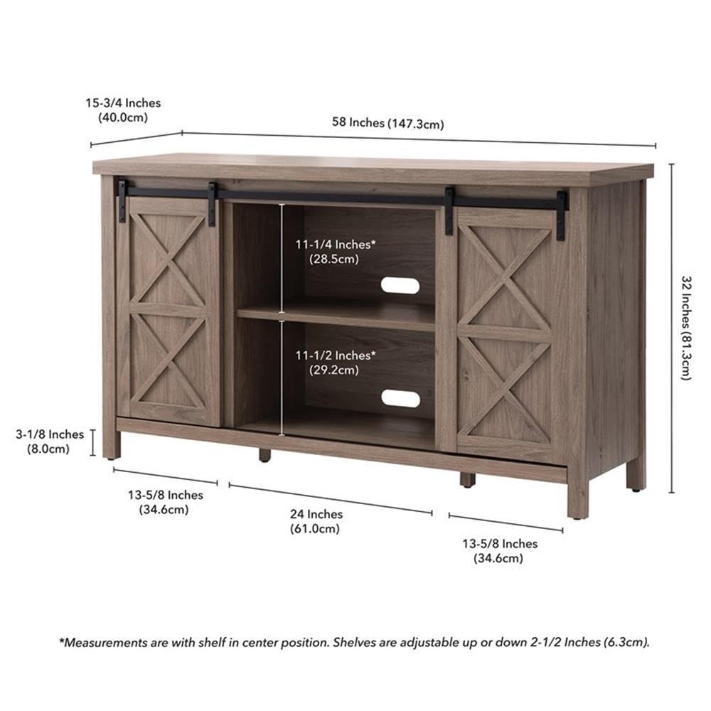 Evelyn&Zoe Elmwood Rectangular TV Stand for TV's up to 65", Antiqued Gray Oak