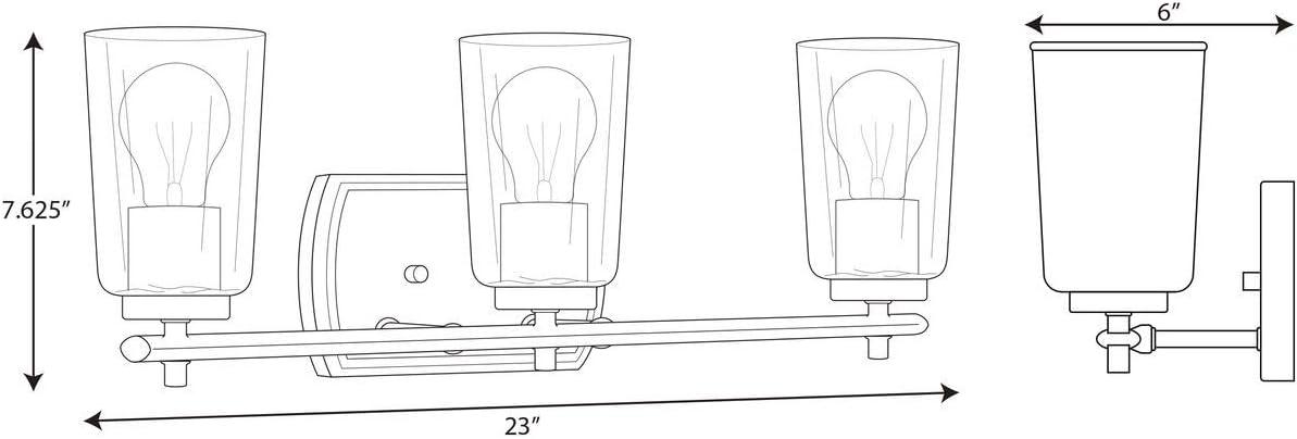 Progress Lighting Adley 3-Light Bath Vanity in Polished Nickel with Clear Glass Shades