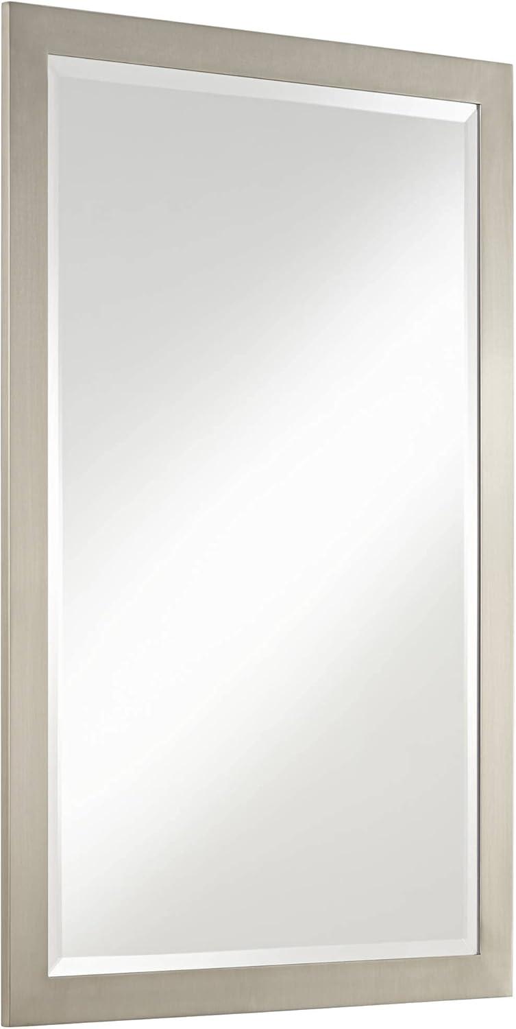 Rectangular Silver Metal Bathroom Vanity Mirror 39" x 28"