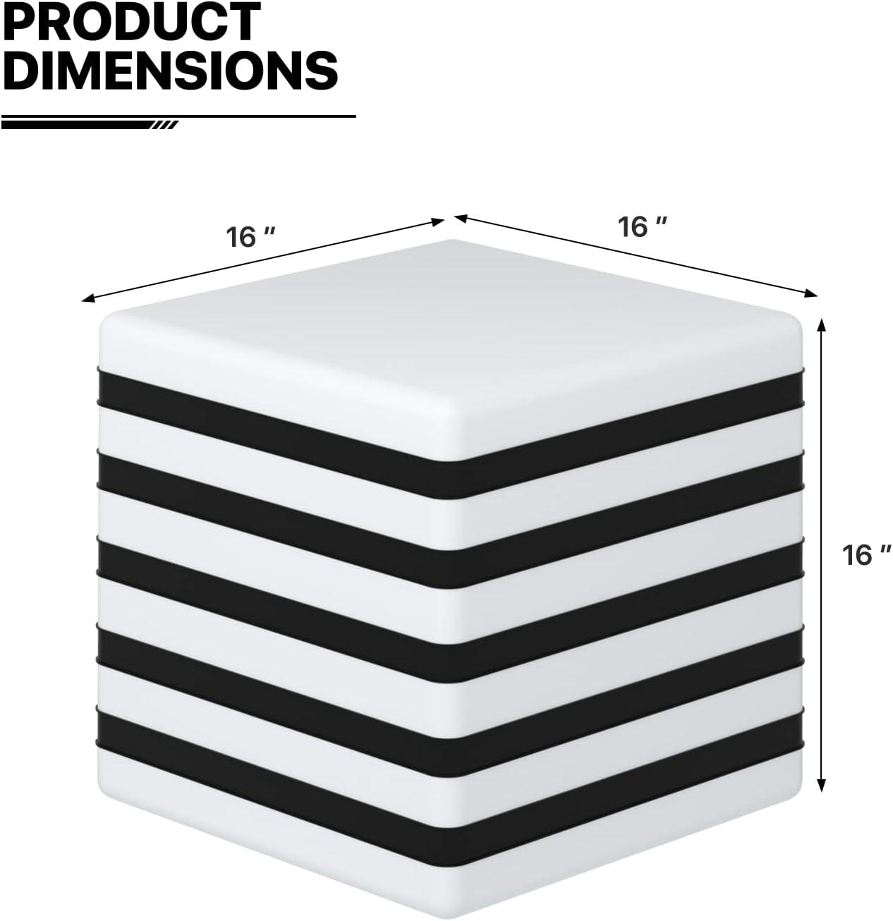 MoNiBloom 16" LED Striped Cube Light Bar Stool, Rechargeable 16 Color Changing LED Barstool Seat with Remote