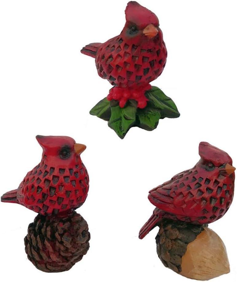 RAZ Imports Set of 3 Resin Cardinal Figurines, 3"