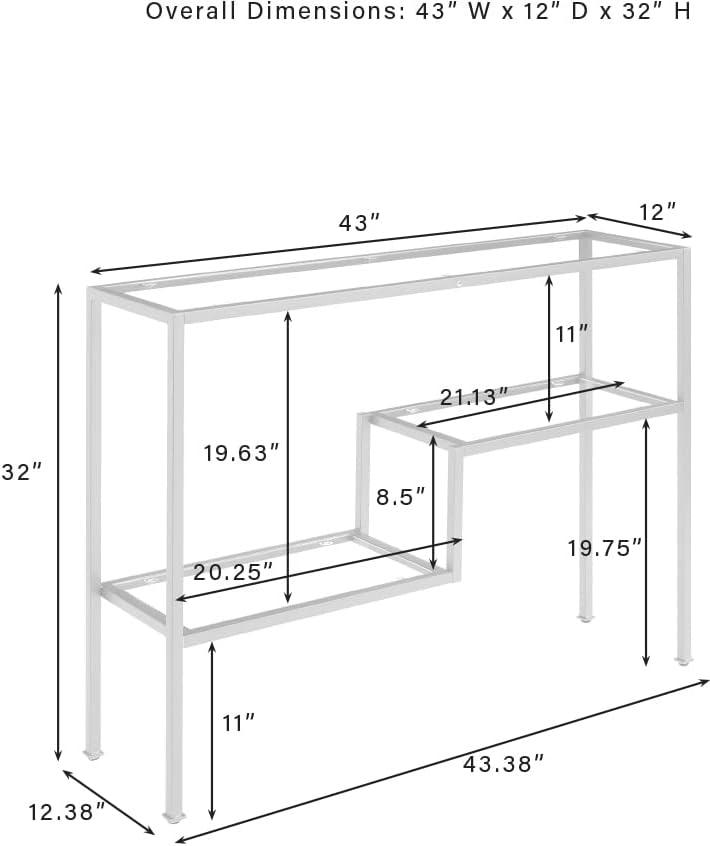 Sloane Console Table Matte Black - Crosley: Art Deco Style, Tempered Glass Shelves, Entryway Display