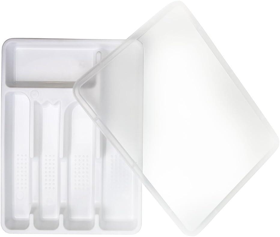 Zilpoo Flatware Tray with Lid Plastic Camper Picnic Cutlery and Utensil Drawer Organizer Kitchen Silverware Storage Container with Cover White