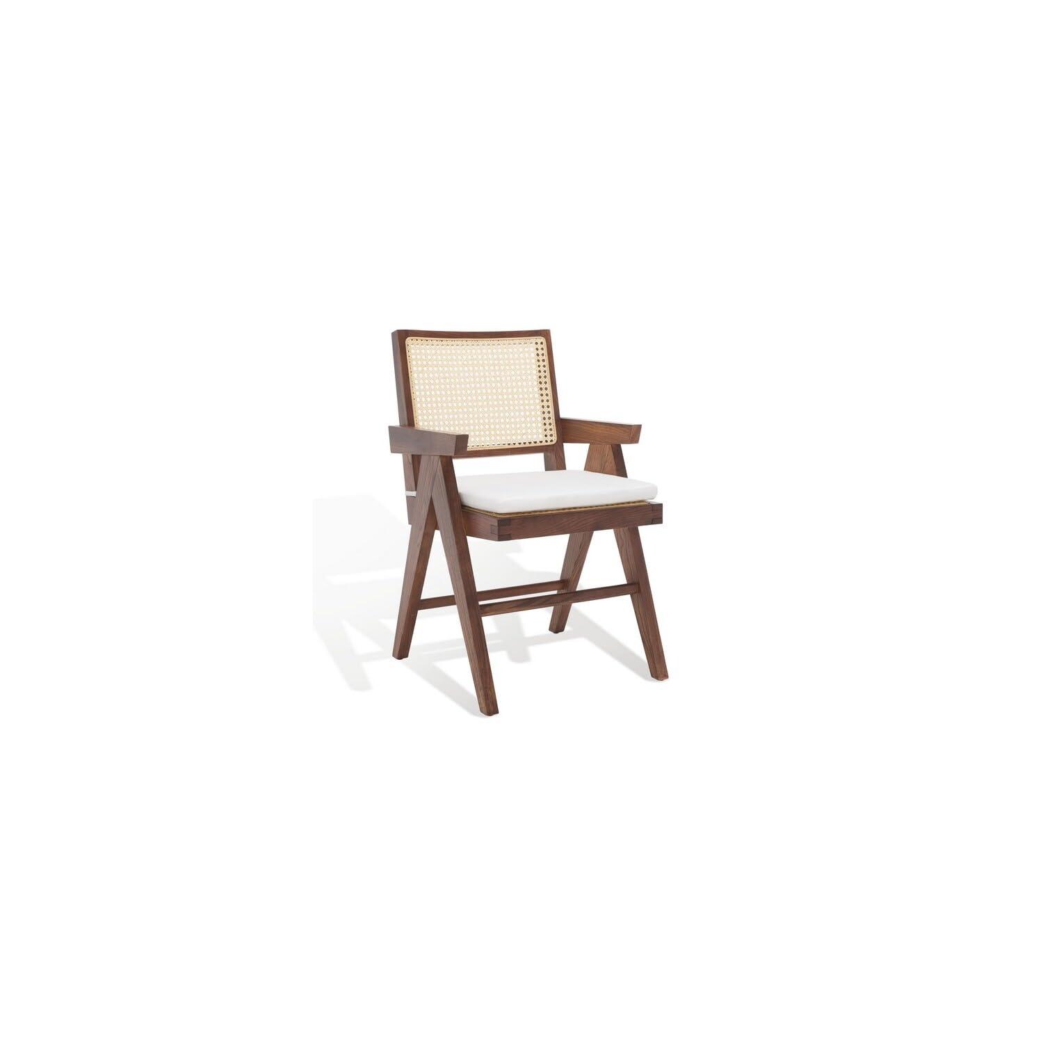 SAFAVIEH Couture Colette Contemporay Linen Solid Dining Armchair, Walnut/Natural