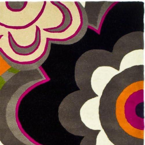 Handmade Multicolor Floral Wool and Viscose Rug, 5' x 8'