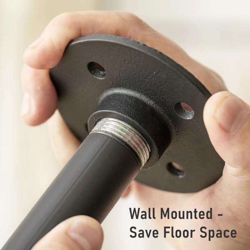 Industrial Pipe Clothes Rack Wall Mounted Clothing Rack,Heavy Duty Iron Pipe Garment Rods,Detachable Multi-Purpose Clothing Hanging Rod/Garment Bar, Black