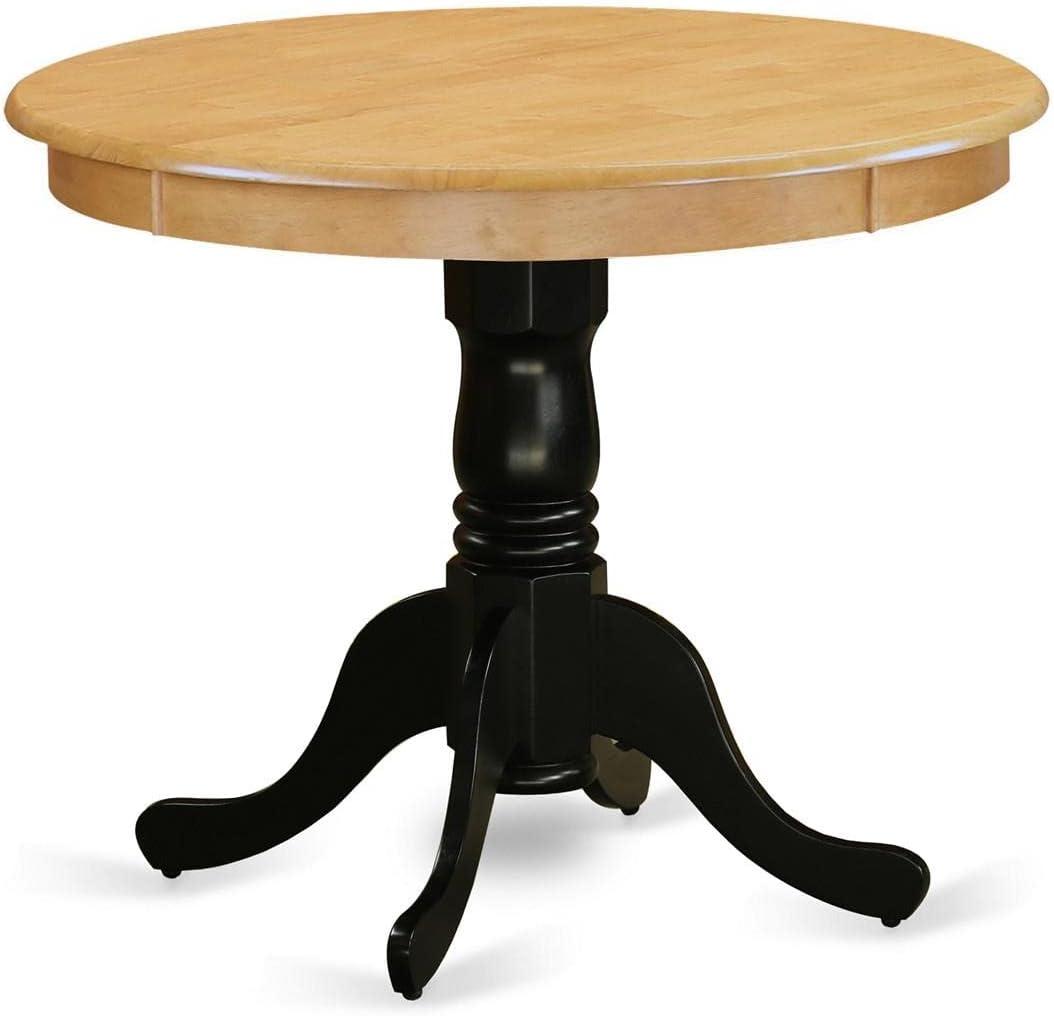 Cozy and Elegant Round Kitchen Dinette Table in Oak and Black Finish - Versatile Addition to Any Dining Area - Smooth Rounded Bevel - 36" Diameter