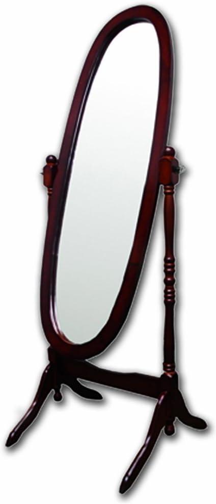 Cheval Mirror Ore International-Cherry: Oval Freestanding Wood Frame, 59" Height