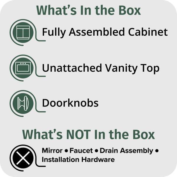 Spring Mill Cabinets Wyre 18 Inch Bathroom Vanity with White Single Sink Top, 1-Door Cabinet, 18.5" W x 16.68" D x 33.13" H, Gray