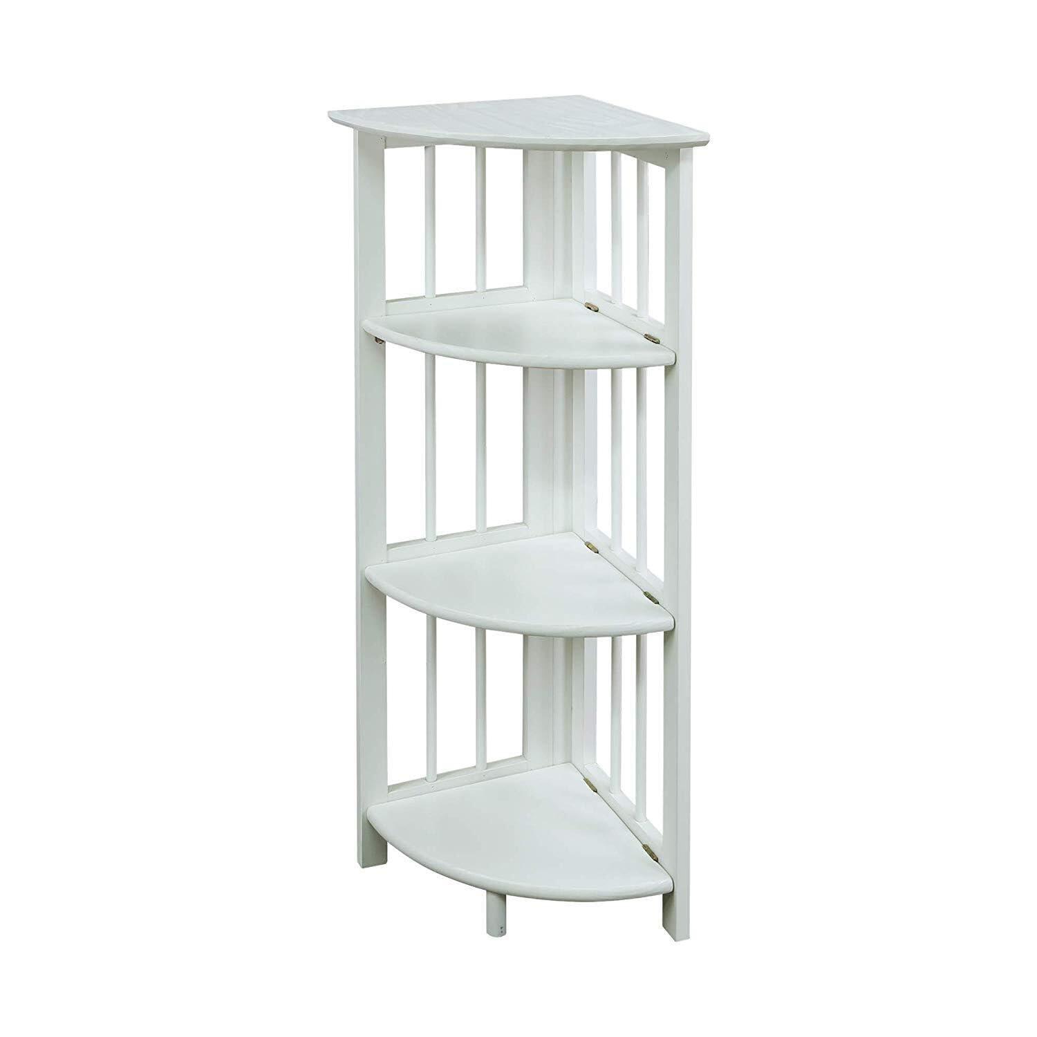 Casual Home 4-Shelf Corner Folding Bookcase-Color:White